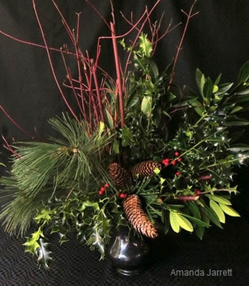 December floral arrangement 2018,cut flowers,flower arranging,The Garden Website,Amanda Jarrett,Amanda's Garden Consulting